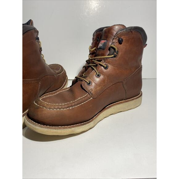 Vtg. Red Wing Moc Toe Men's Size 12 D Brown Red Leather Boots No.405 - Picture 14 of 16